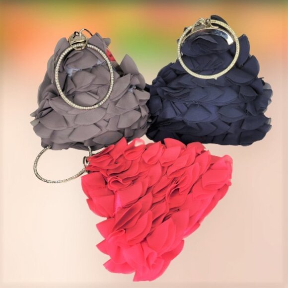 RUFFLES and Frills Blue Wristlet Clutch Purse Party Evening Cocktail Bag - NWOT - Picture 5 of 12